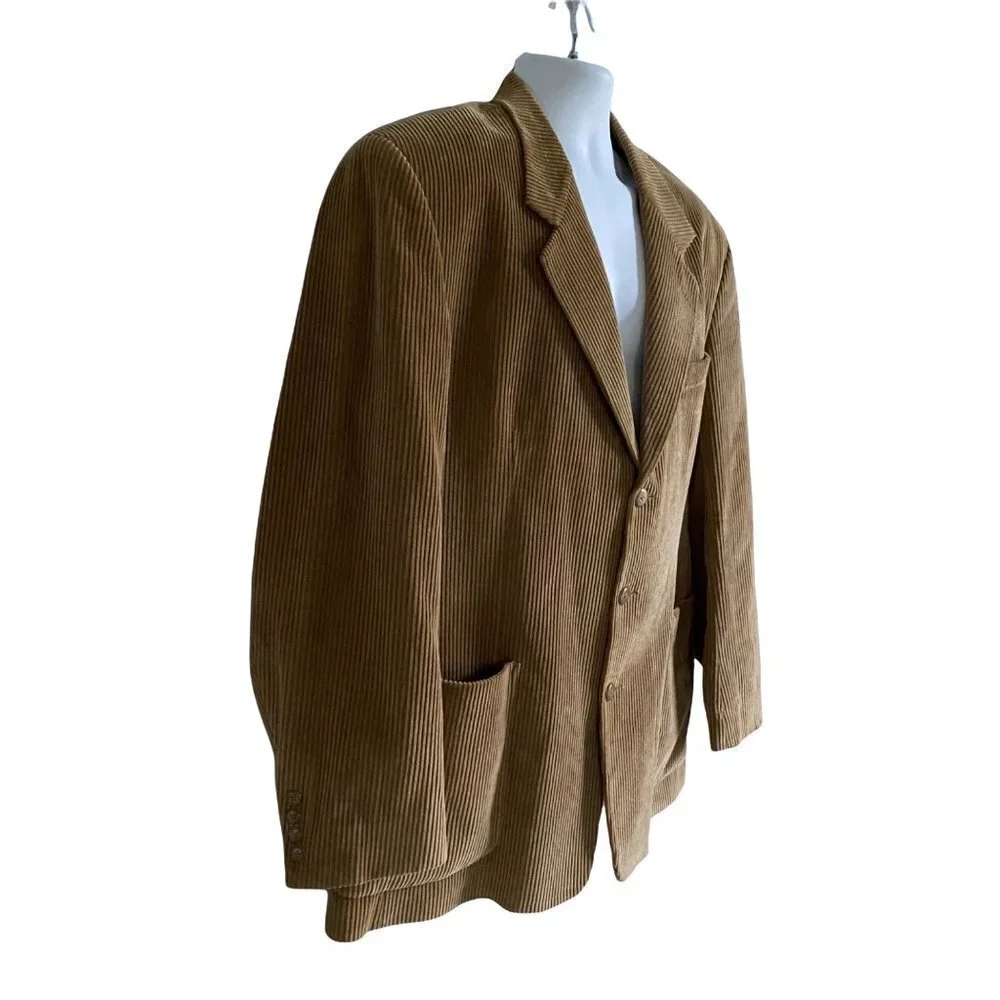 Barrington Brown Cotton Corduroy 3 Button Sport Coat Jacket 44L